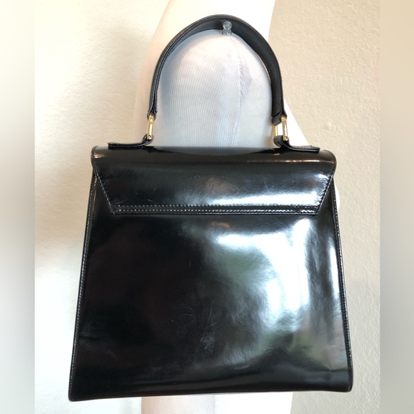 SOLD Givenchy Very Rare Vintage Black Patent Top Handle 4G Handbag - Picture 8 of 17